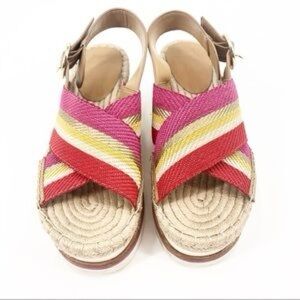 Marc Fisher Glenna 2 Pink and Red Espadrille Sandals